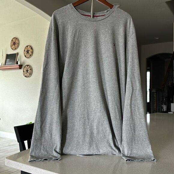 Tommy Hilfiger Long Sleeve Flag T-shirt Grey Crew Neck XL Cotton - Picture 5 of 10